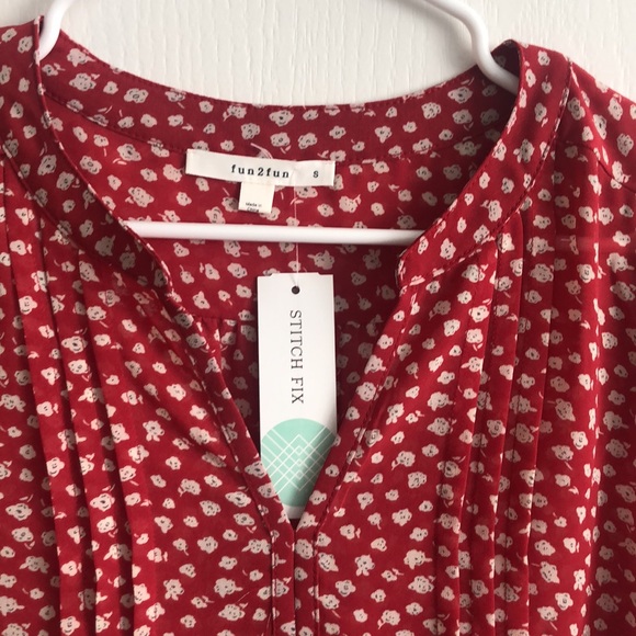 Stitch fix fun 2 fun red blouse - Picture 2 of 4